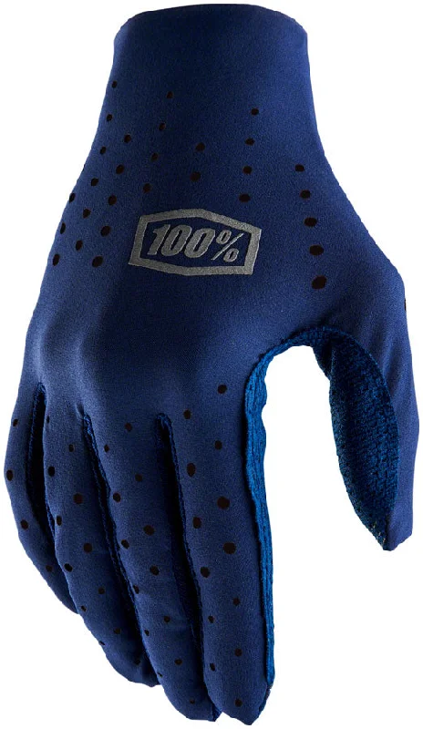 Cycling socks with reinforced toes-100% Sling Gloves - Navy Full Finger Medium