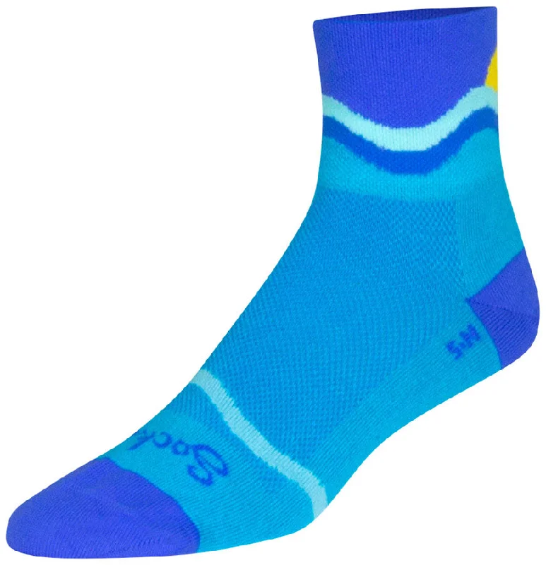 Bicycle rain pants with ventilated design-SockGuy Classic Waterworld Socks - 3" Blue Small/Medium