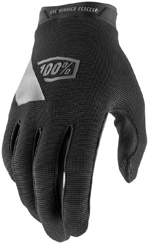 Bike gloves with ventilated stitching-100% Ridecamp Gloves - Black Full Finger Large