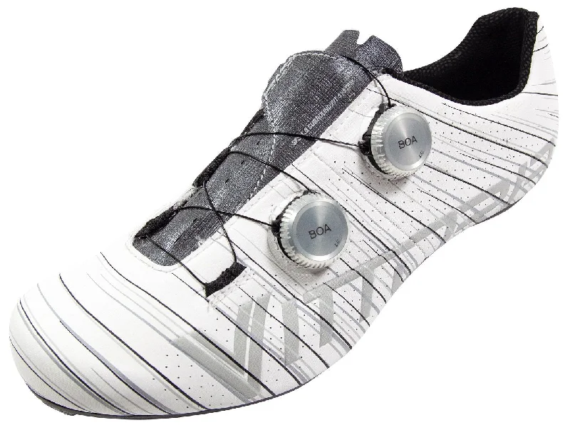 Bicycle riding shoes with adjustable straps-Vittoria Revolve Road Cycling Shoes - Silk White/Grey (Speedplay Sole)