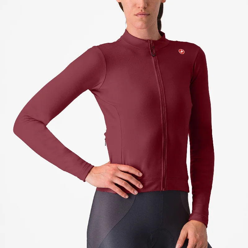 Bicycle helmet with ventilated lining-Maglia donna maniche lunghe Castelli Espresso Thermal - Bordeaux