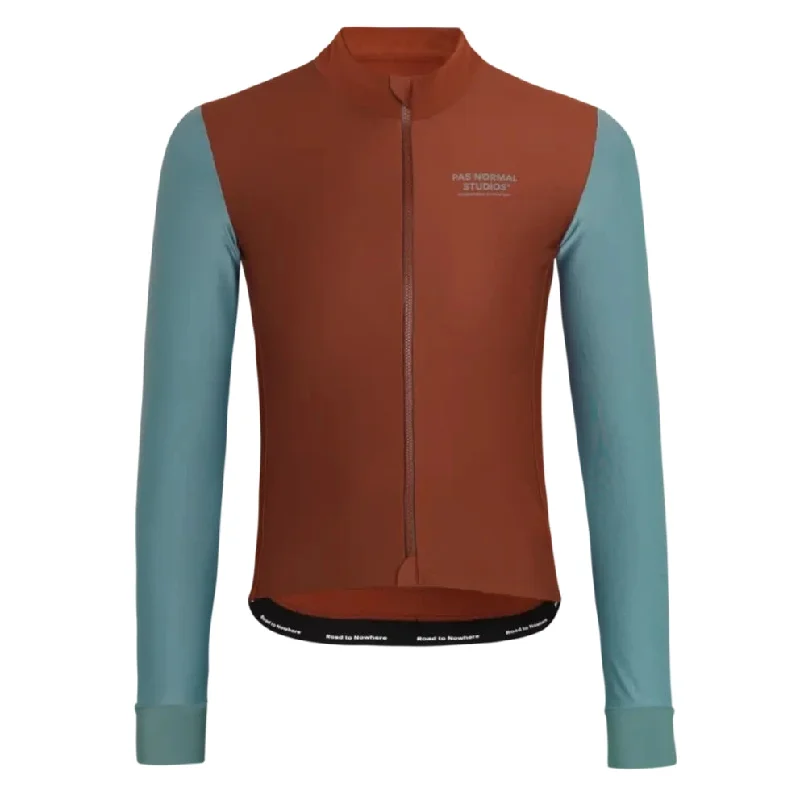 Bike riding jacket with ventilated fabric-Maglia maniche lunghe Pas Normal Studios Mechanism Thermal - Marrone blu