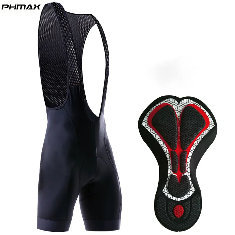 Bike riding jersey with ventilated sides-PHMAX Men's Cycling Bib Shorts Padded Mens Padded Biking Shorts Cycle Bib Tights Breathable Lightweight