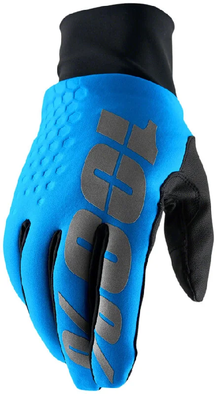 Bicycle jersey with adjustable padding-100% Hydromatic Brisker Gloves - Blue Full Finger Medium