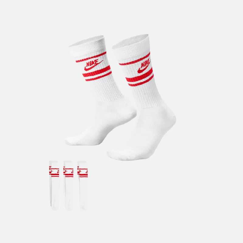 Cycling vest with ventilated fabric-Nike Sportswear Dri-FIT Everyday Essential Crew Socks (3 Pairs) -White/University Red