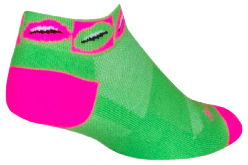 Bicycle shorts for technical biking-SockGuy Classic Smooch Socks - 1" Green Large/X-Large