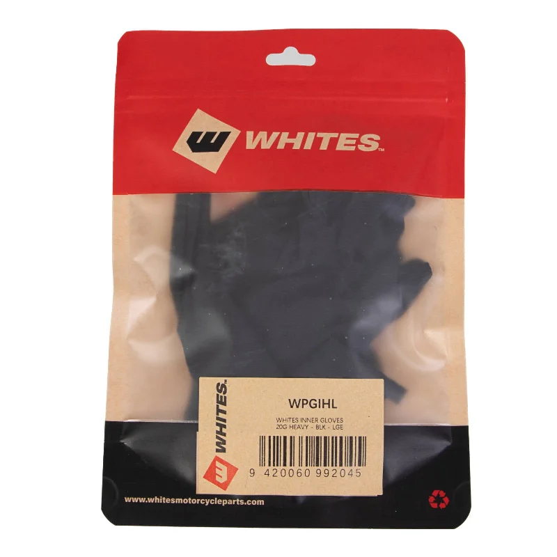 Bike shoes for adjustable trails-WHITES INNER GLOVES - 20G HEAVY - BLK - LGE