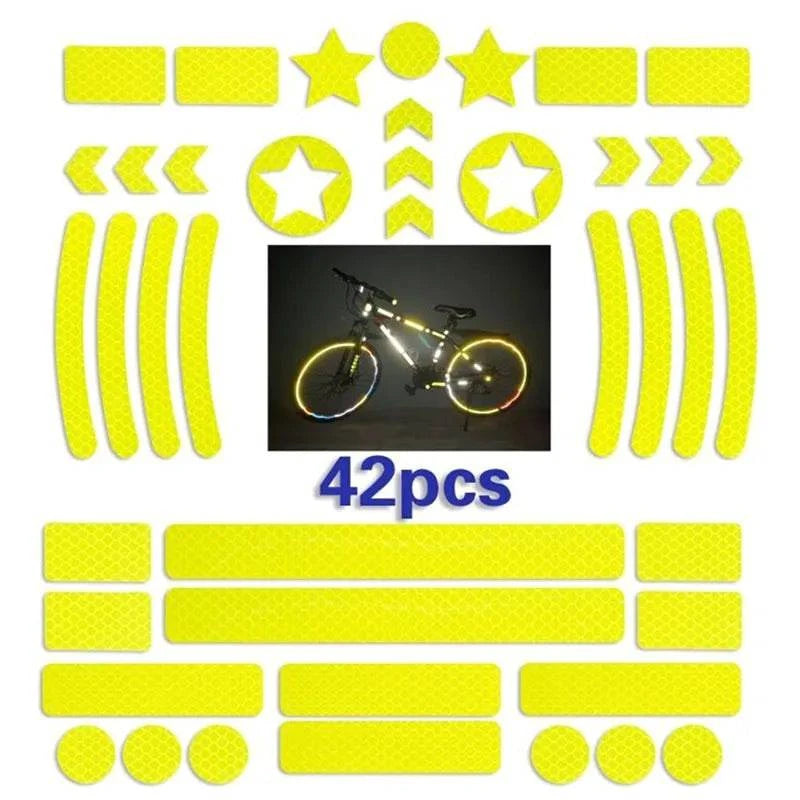 Bike riding knee pads with adjustable weave-42PCS Bicycle Body Reflective Sticker Night Safety Logo Grid Stripe Warning Strip MTB Scooter  Helmet Body Reflective Sticker