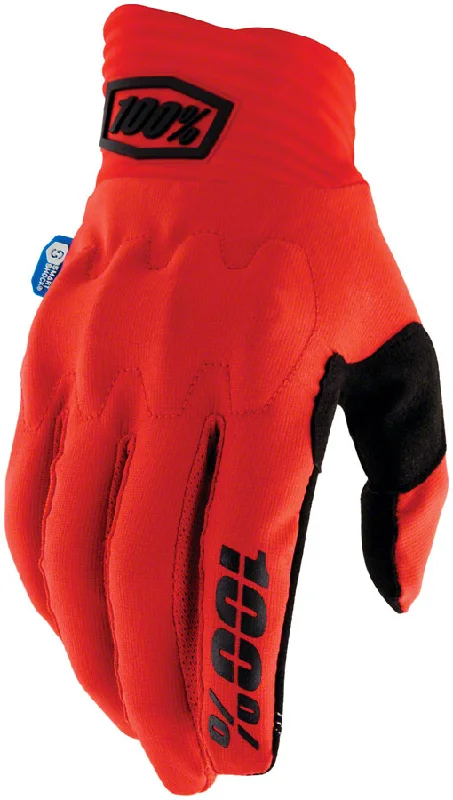 Cycling bib shorts with ventilated straps-100% Cognito Smart Shock Gloves - Red Full Finger Medium