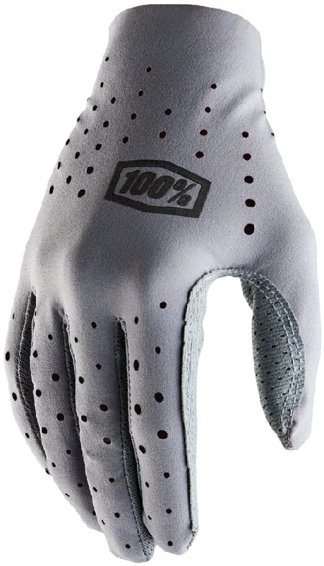 Mountain bike gloves with tactile grip-100% Sling Gloves - Gray Full Finger X-Large