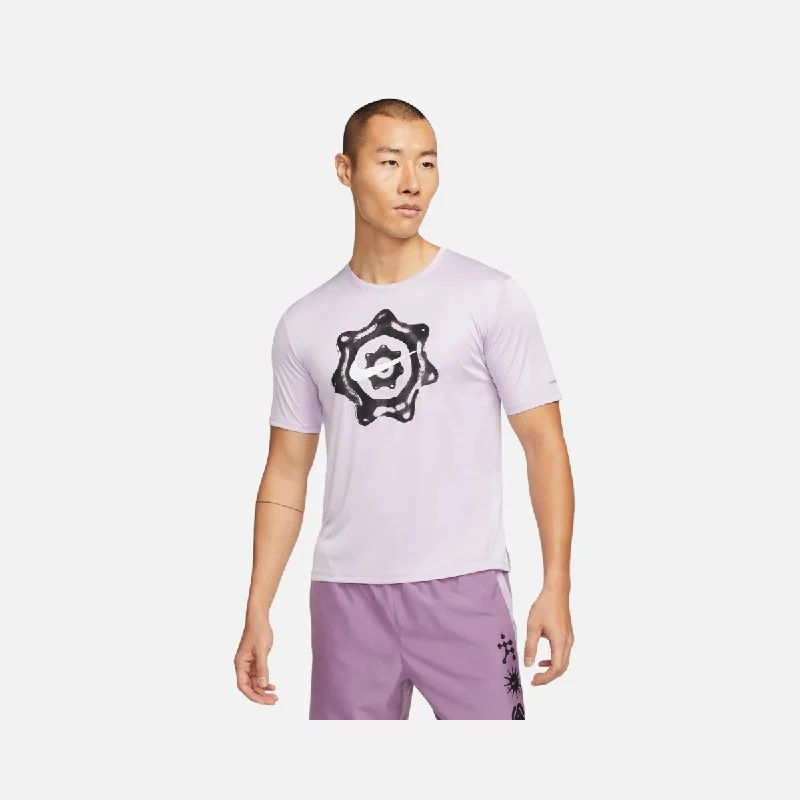 Cycling shorts with adjustable straps-Nike Dri-FIT Wild Run Miler Men's Short-Sleeve Running Top -Light Purple