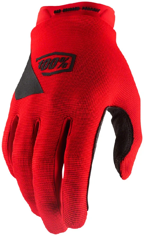 Bicycle helmet with ventilated shell-100% Ridecamp Gloves - Red Full Finger Medium