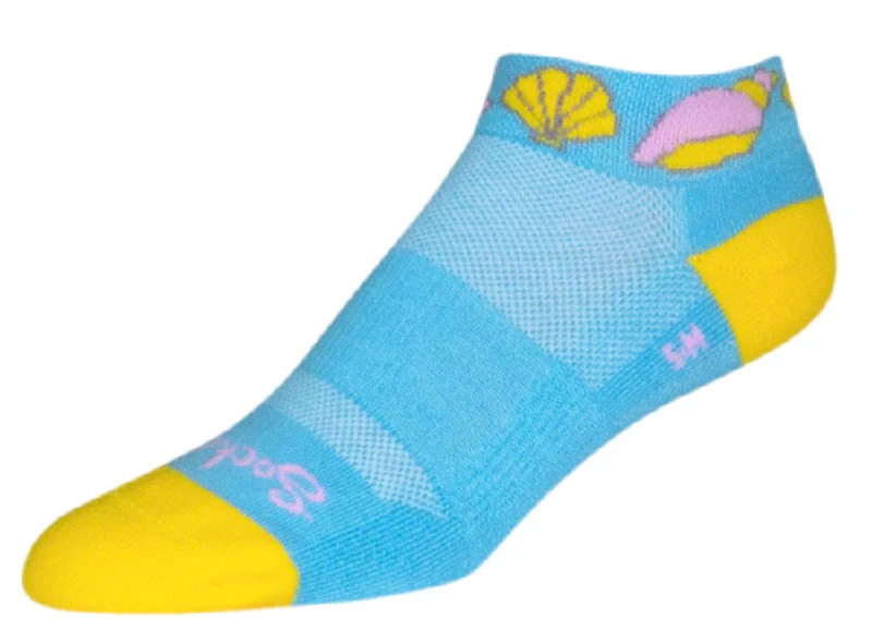 Bicycle arm warmers with adjustable design-SockGuy Classic Shells Socks - 1" Blue Small/Medium