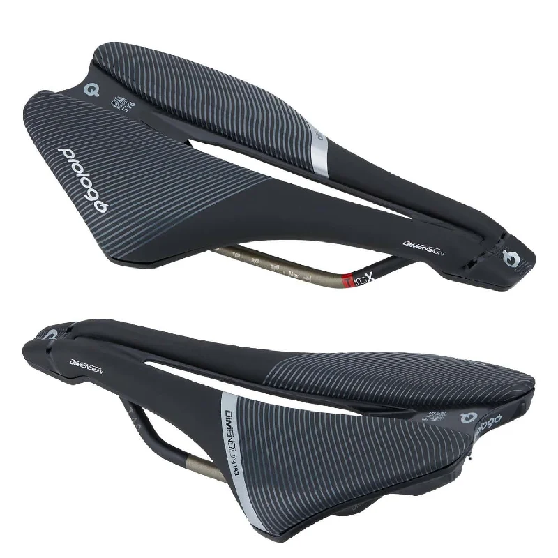 Bike shoes with adjustable weave-Prologo Dimension 143 T4.0/Triox Rail Road Bike Saddle Hollow Design Short Nose Saddle Black