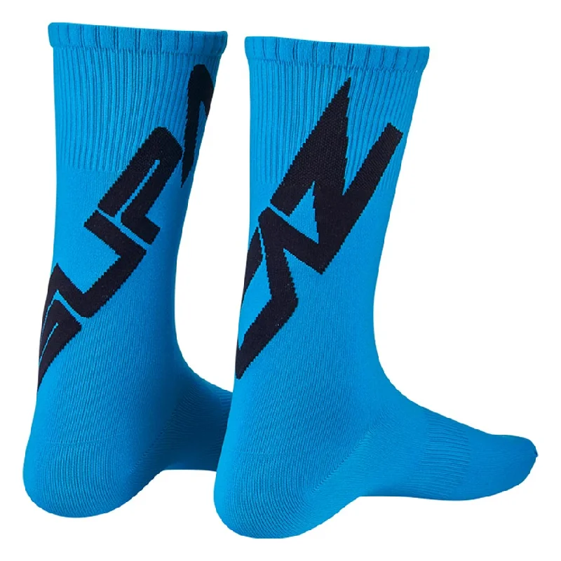 Bicycle socks with adjustable padding-Supacaz SupaSox Twisted Socks Black/Neon Blue S Pair