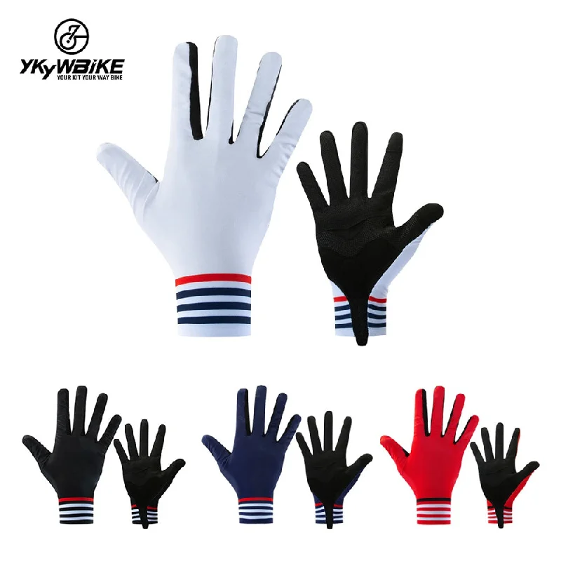 Cycling gloves for technical descents-YKYW MTB Road Cycling Touch Screen Full Finger Gel Gloves Lycra Fabric Antiskid Rubber Wear-resistant Shockproof 4 Colors