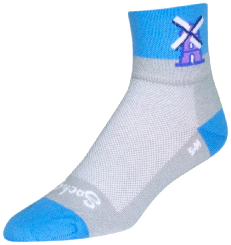 Bicycle arm warmers with ventilated weave-SockGuy Classic Windmills Socks - 3" White Large/X-Large