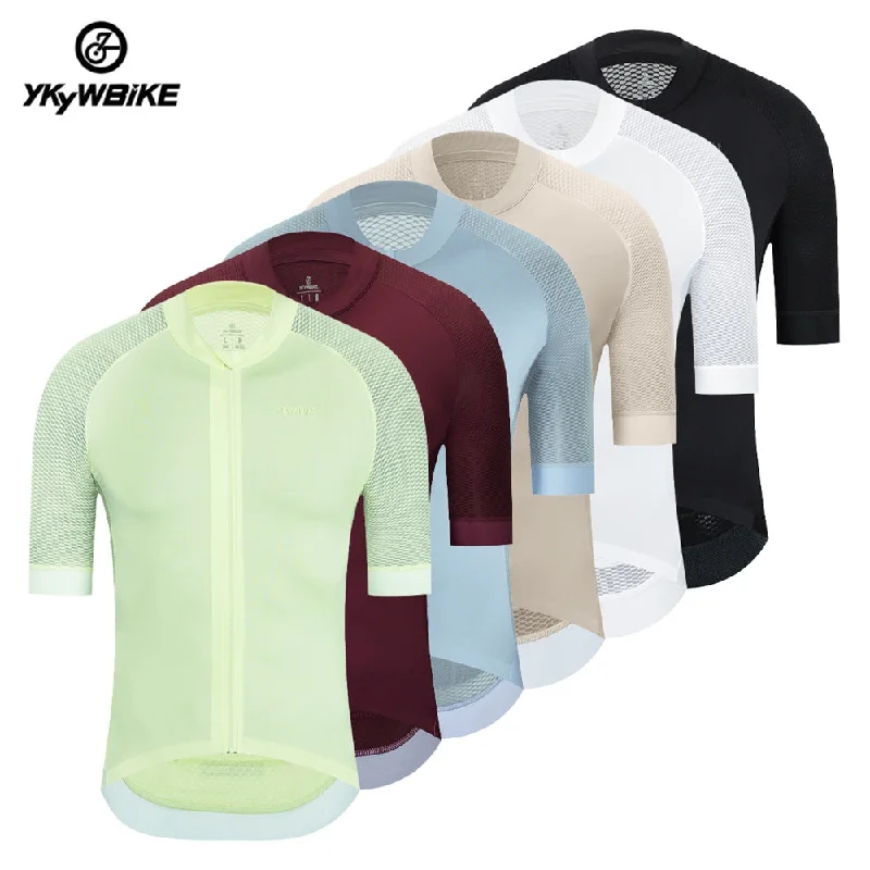 Cycling rain pants with adjustable weave-YKYW Men's Cycling Jersey Back Full Mesh Design Quick Dry Ultralight Summer Short Sleeve 4 Colors