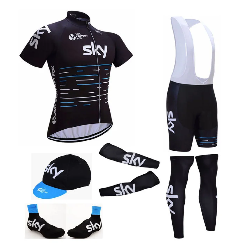 Cycling sunglasses for adjustable trails-pro team bule sky cycling full set 6pcs cycling jersey set men's jersey with hat sleeves leg warmer shoes cover