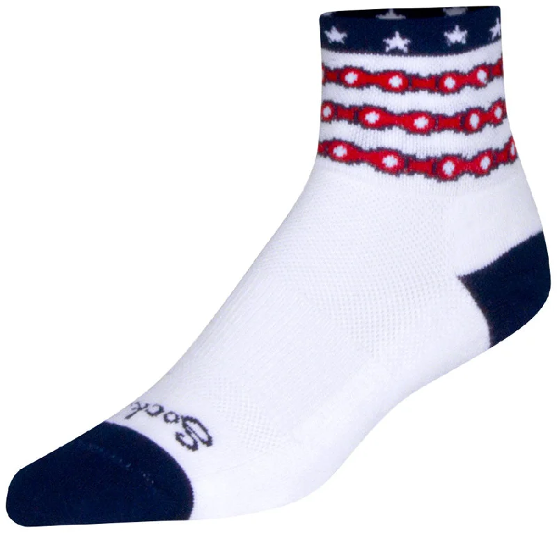 Bicycle riding socks with adjustable grip-SockGuy Classic The Brave Socks - 3" White Large/X-Large