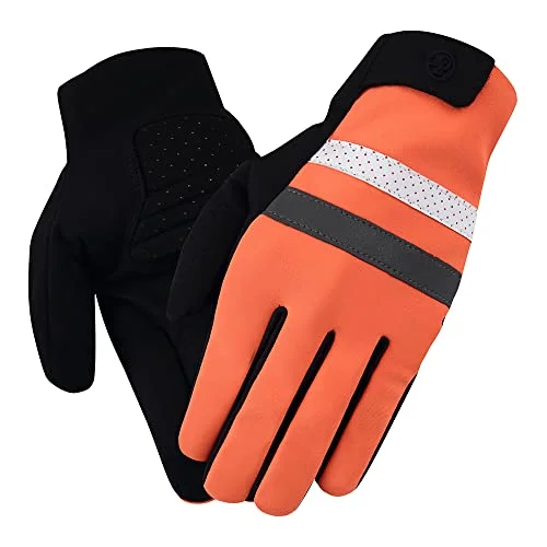 Bike helmet with adjustable weave-YKYW MTB Road Cycling Thermal Fleece Full Finger Gloves Windproof Waterproof Absorbing Anti-Slip XRD Technology Shockproof Reflective Orange