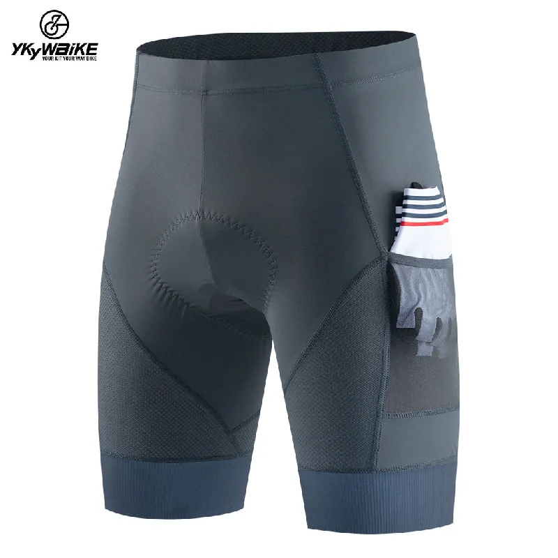 Bicycle socks with adjustable lining-YKYW Men's Cycling Shorts Padded Comfortable Road Biking Pants 2 Pocket Tights Slim Fit 2 Colors