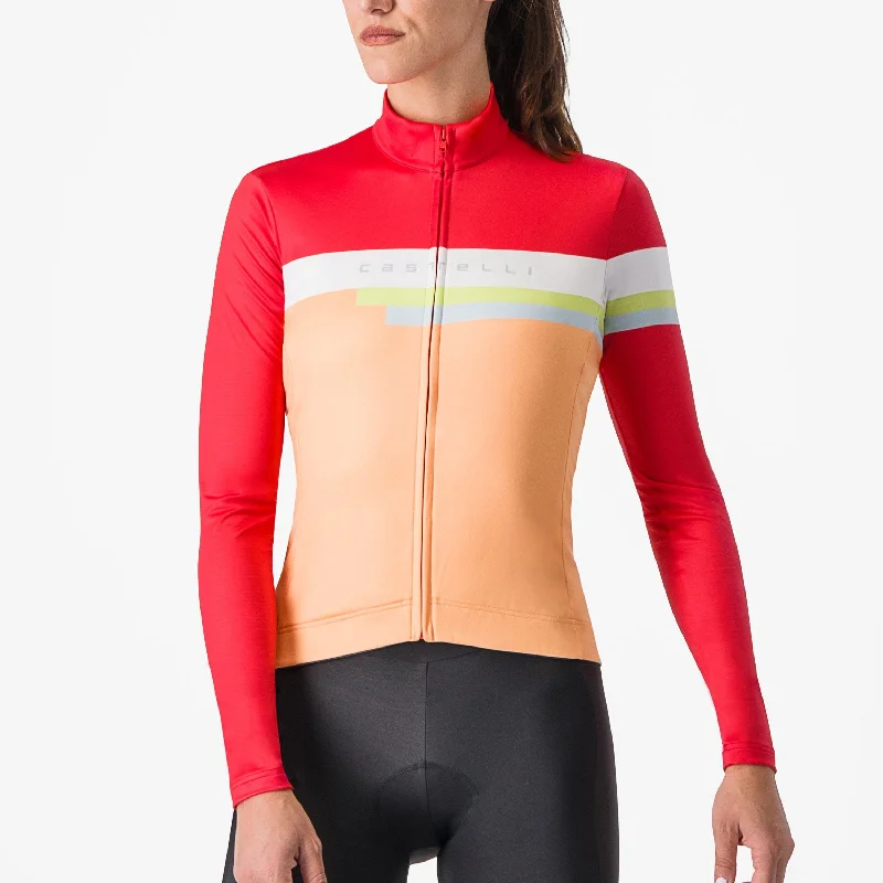 Bicycle arm warmers with adjustable straps-Maglia donna maniche lunghe Castelli Tornare - Arancio