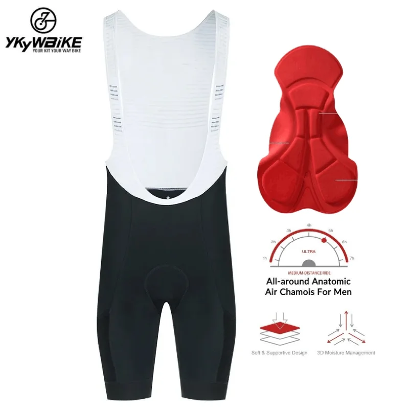 Cycling vest for adjustable biking-YKYW Men’s Cycling Bib Shorts Cushion Upgrade 6H 4 Pockets White