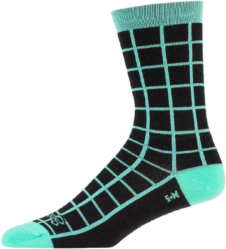 Bike helmet for technical biking-All-City Club Tropic Socks - 6" Black Goldenrod Teal Large/X-Large