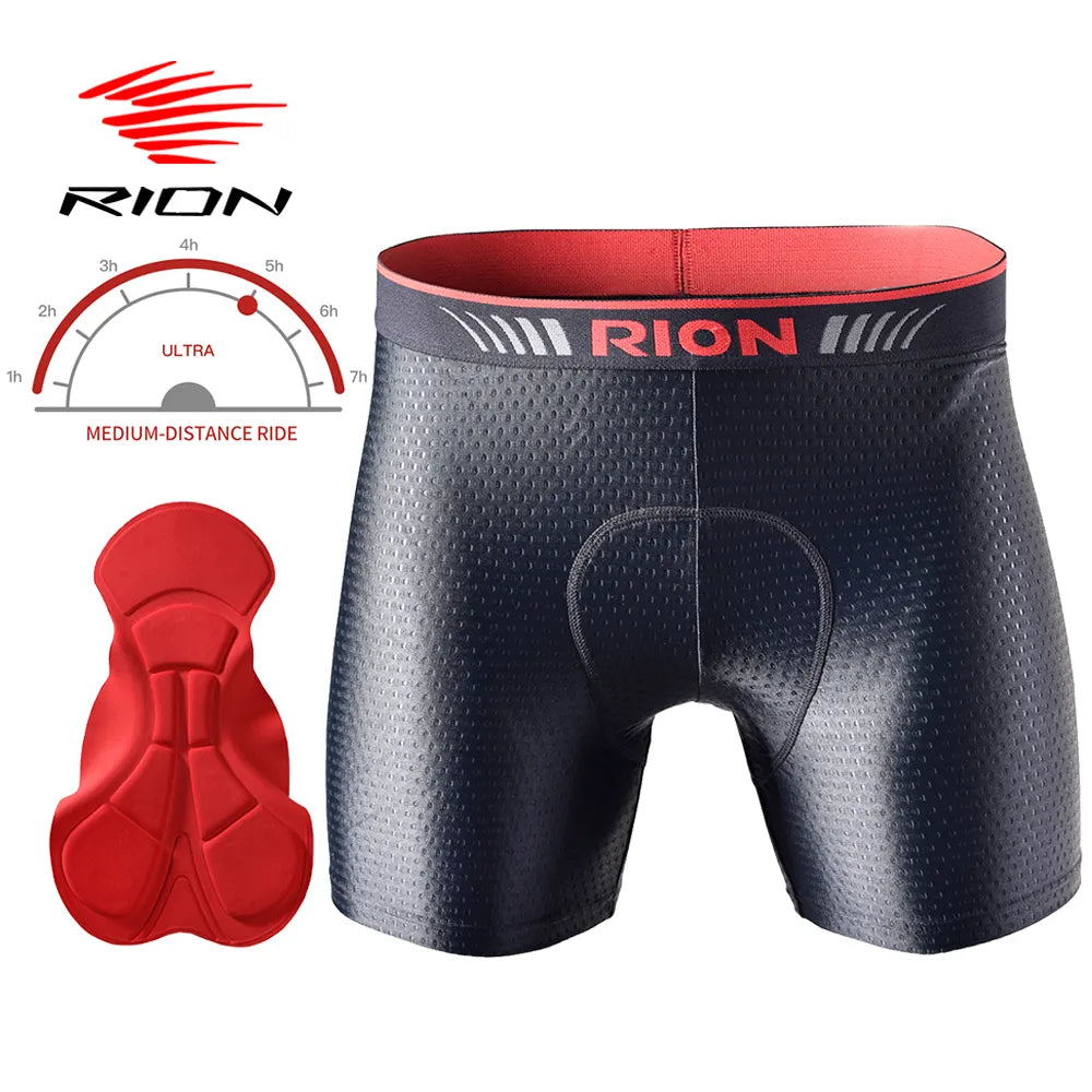 Cycling jacket with adjustable fabric-RION Men Cycling Bicycle Underwear Men's Shorts Tights Biker Bike Gym Underpants with Padding Pads Male MTB Mountain Ride Lycra