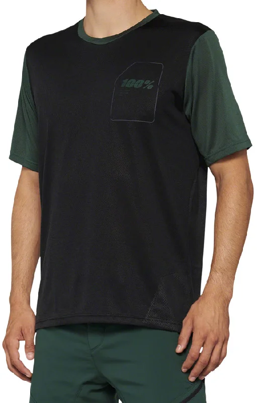 Cycling jersey for technical descents-100% Ridecamp Jersey - Black/Green Short Sleeve Mens Small