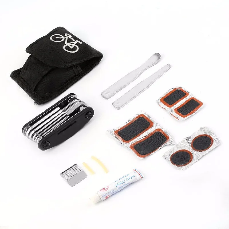 Cycling jacket with adjustable vents-1 Set Bike Bicycle Portable Cycling Tyre Repair Kit Tool With Tool Bag