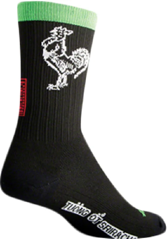 Bicycle helmet with ventilated shell-SockGuy SGX Sriracha Socks - 6" Black Large/X-Large