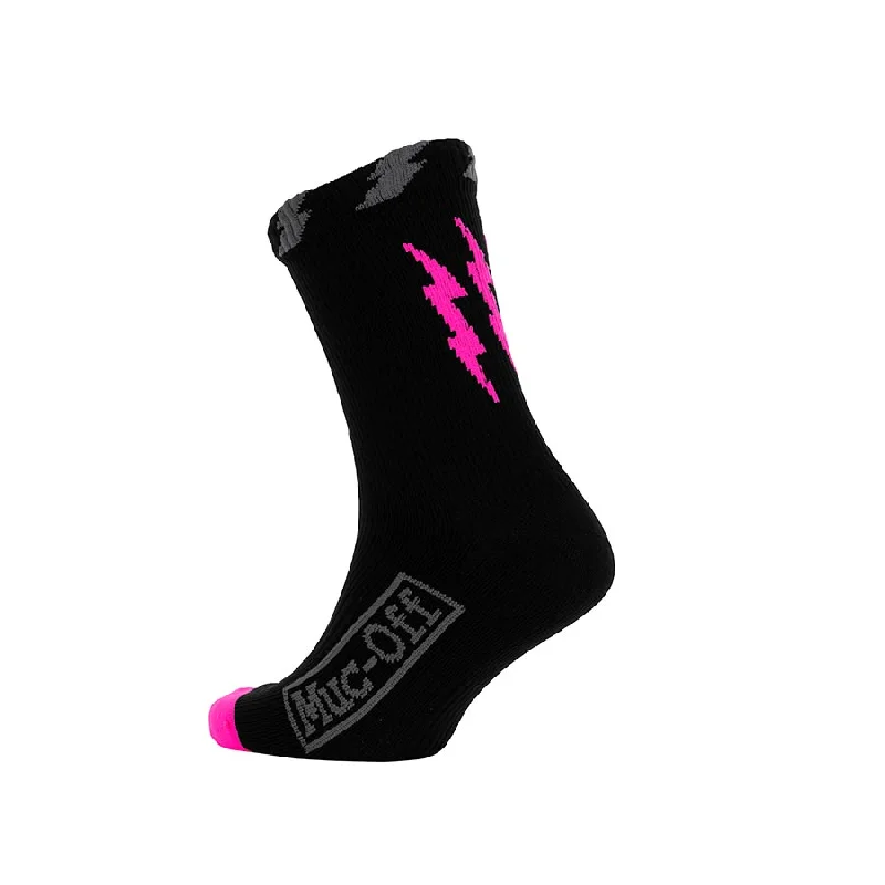 Bicycle riding shoes with adjustable shell-Muc-Off Waterproof Socks Socks Black/Pink SM Pair