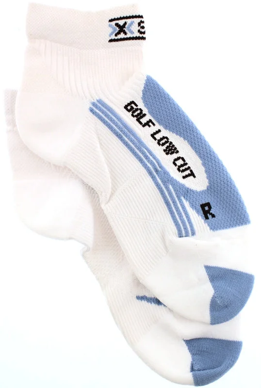 Bike riding knee pads with adjustable straps-X-SOCKS GOLF Low Cut Women's MSRP $32 US 4.5 - 5.5 EU 35 - 36 Pr White Blue NEW