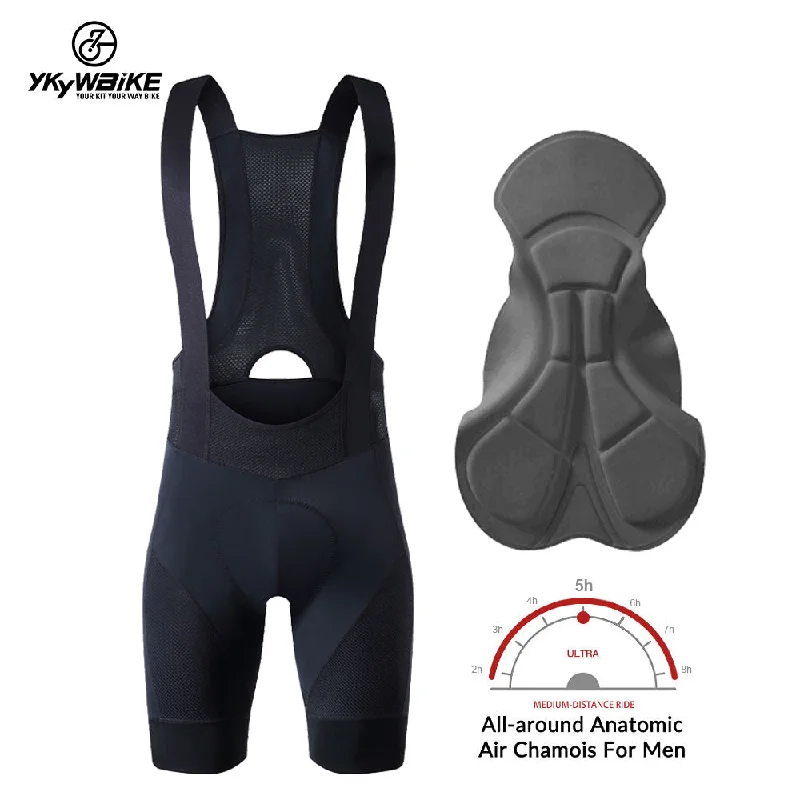 Cycling vest with adjustable weave-YKYW Men’s Cycling Bib Shorts Elastic Performance 5H Padded Tights Black