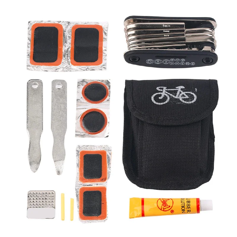 Road bike gloves with ventilated grip-Professional Bicycle Tool Bicycle Bike Tire Tyre Repair Kit Tools Patch Rubber with Bag for All Kinds of Bicycle