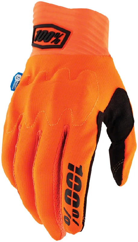 Cycling tights with ergonomic design-100% Cognito Smart Shock Gloves - Flourescent Orange Full Finger X-Large