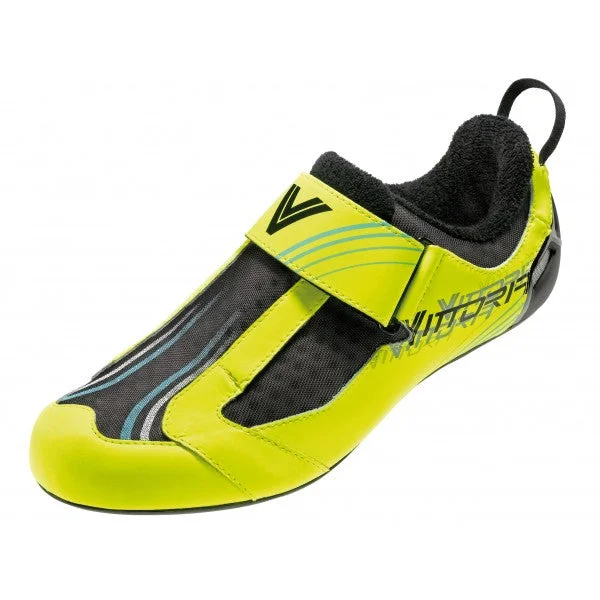 Bicycle riding shoes with adjustable fabric-Vittoria THL Triathlon EVO Cycling Shoes (Fluro Yellow) EU 42, EU 43