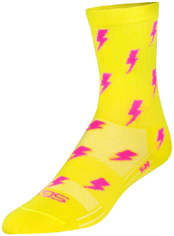 Bicycle helmet for rugged technical biking-SockGuy SGX Lit Socks - 6" Yellow Small/Medium