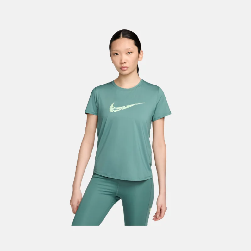 Bicycle riding vest with ventilated back-Nike One Swoosh Women's Dri-FIT Short-Sleeve Running Top -Bicoastal/Vapor Green