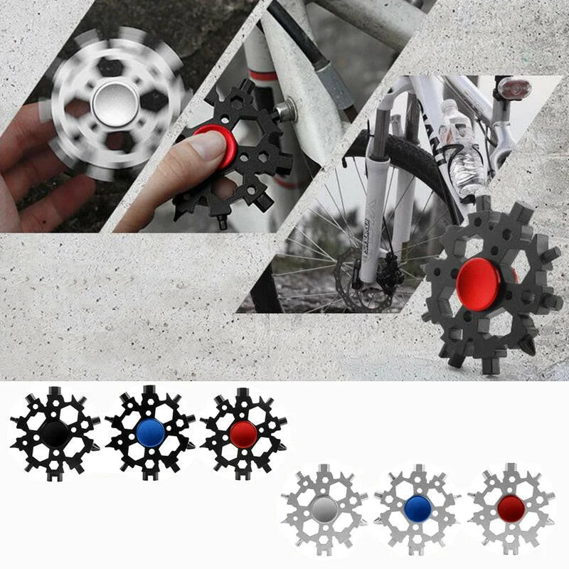 Bicycle arm warmers with adjustable weave-23-in-1 Stainless Steel Snowflakes Multi-tool Portable Snow Spinner Spanner Bottle Opener Outdoor EDC Survival Bike Repair Tools