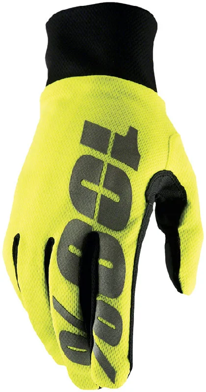 Bike riding vest with adjustable padding-100% Hydromatic Gloves - Flourescent Yellow Full Finger X-Large