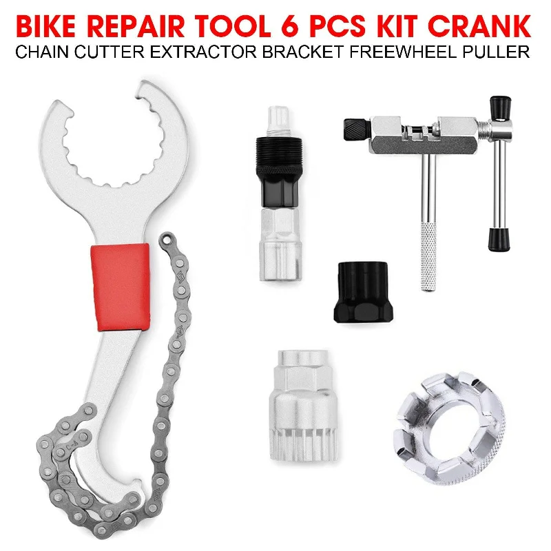 Bike shoes for adjustable biking-Bicycle Repair Tool Kits Bike Chain Measuring Ruler Crank Puller Extractor Chain Cutter Flywheel Remover Cycling Repair Parts