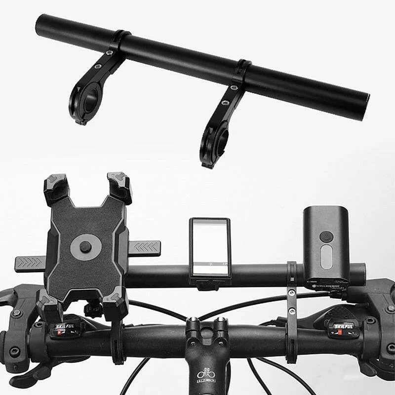 Bike helmet for technical descents-20/30cm Bicycle Handlebar Extended Bracket Bike Mount Bar Computer Holder Support Rack Alloy Stand Double Frame Bicycle Clip