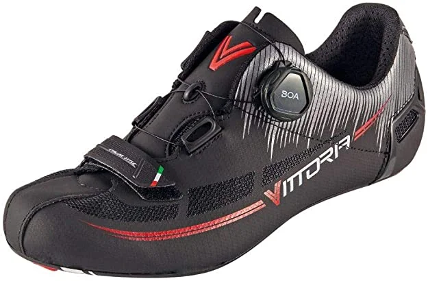 Cycling shorts for rugged technical biking-Vittoria Fusion 2 Road Cycling Shoes, Black/Red - EU 38.5 (US Men's 6.5, Women's 8)