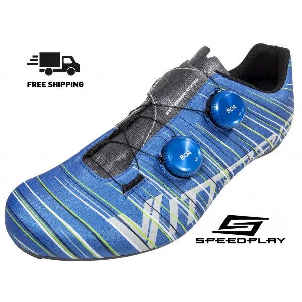 Bike riding vest with adjustable weave-Vittoria Revolve Road Cycling Shoes - Silk Blue (Speedplay Sole)