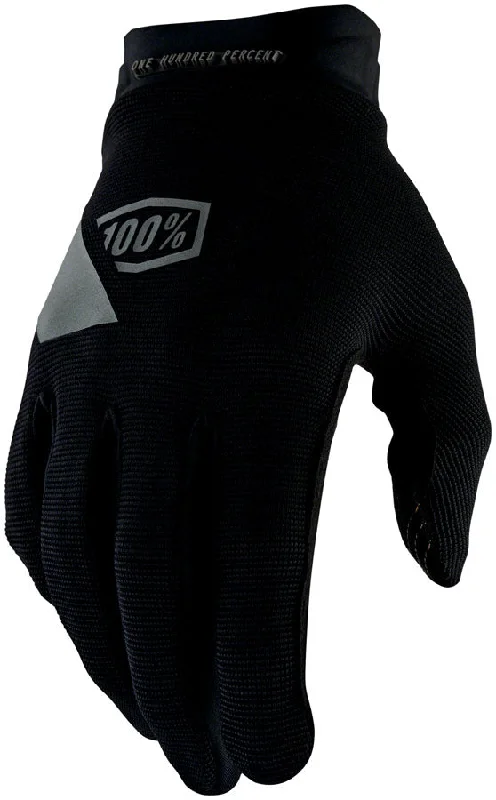 Bicycle socks with adjustable fabric-100% Ridecamp Gel Gloves - Black Full Finger Medium