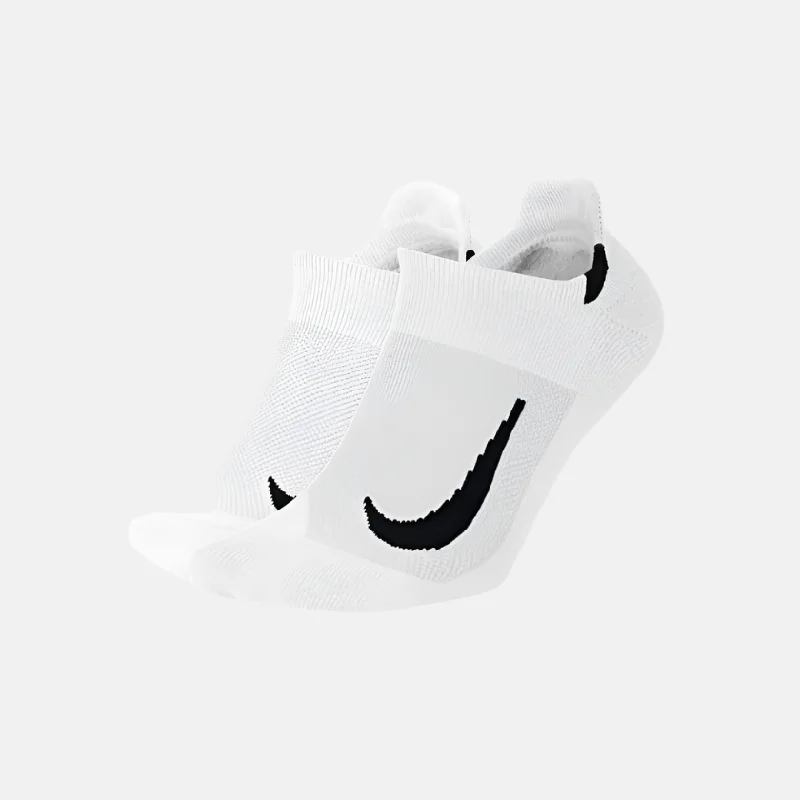 Bike riding vest with ventilated straps-Nike Multiplier Running No-Show Socks 2 Pairs -White/Black