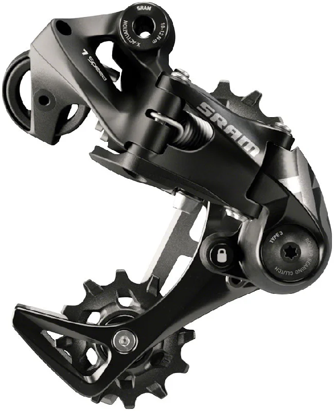 Road bike shoes with ventilated heels-SRAM X01 DH Rear Derailleur - 7-Speed Short Cage Black with Clutch A3